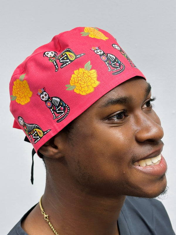 Day of the Dead Animal Theme Custom Solid Color Unisex Scrub Cap