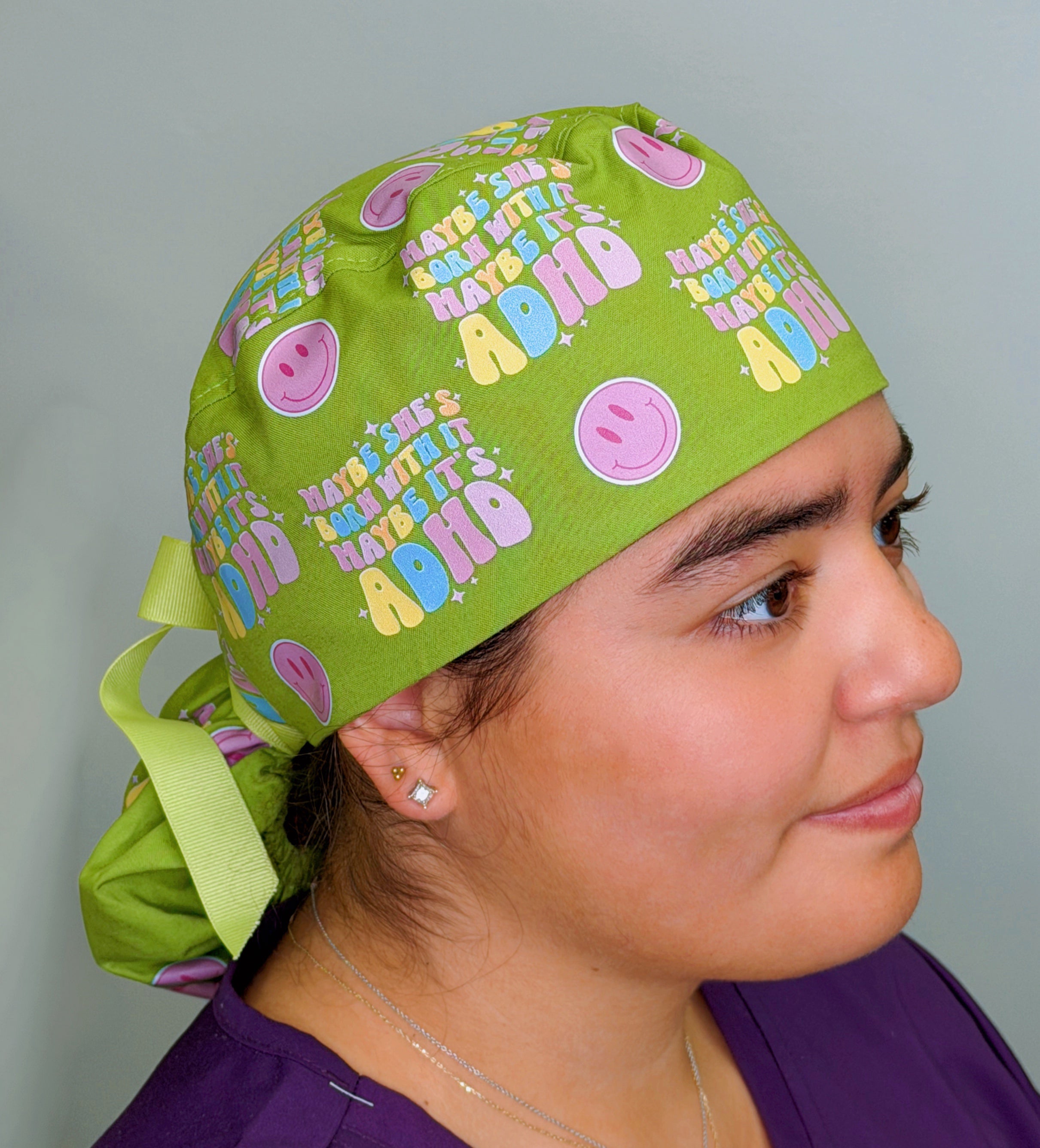 Maybe She's Born With It Maybe It's ADHD Funny Custom Solid Color Ponytail