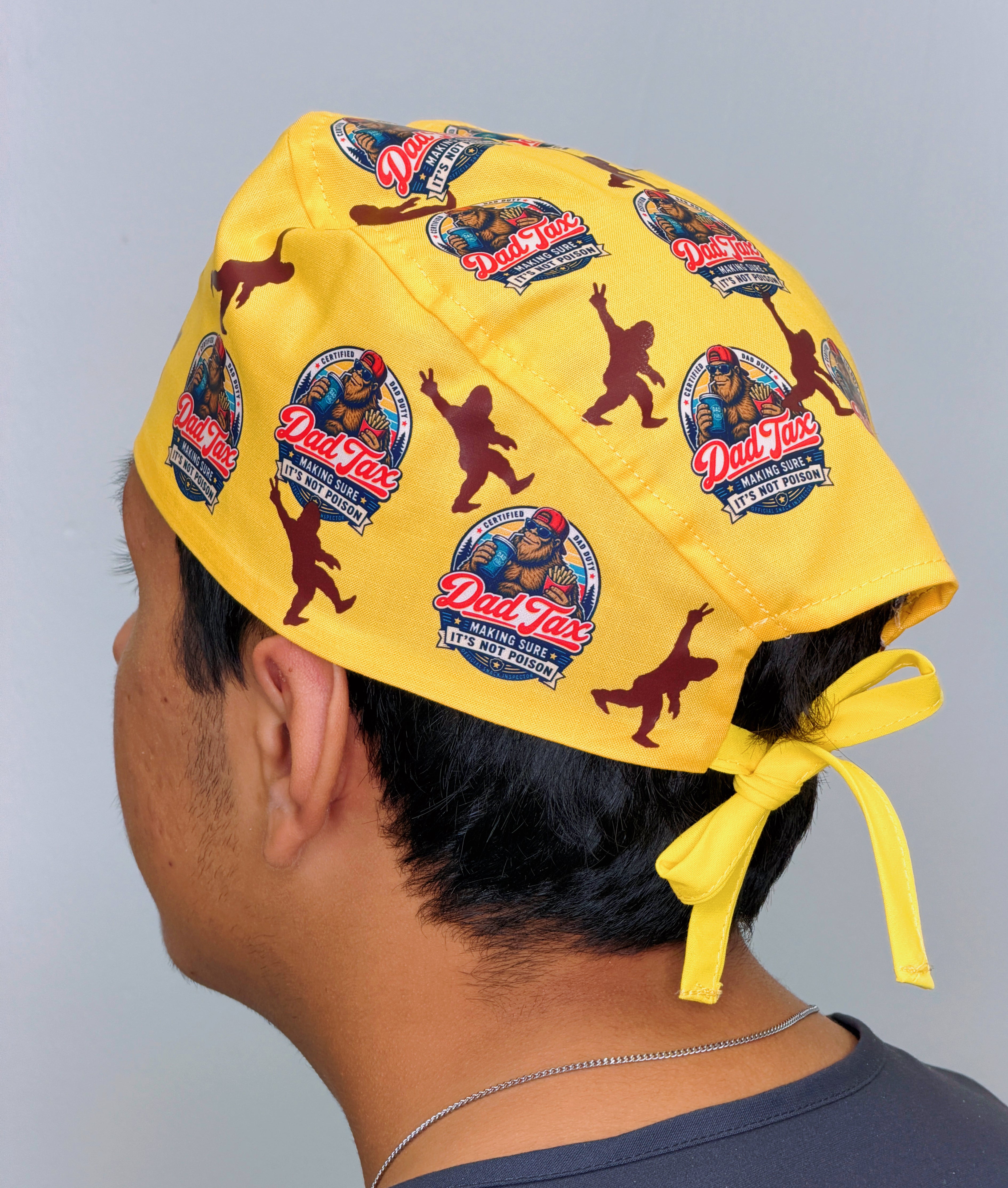 Dad Tax Funny Sasquatch Father's Day  Custom Solid Color Unisex Scrub Cap