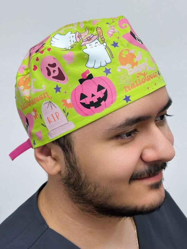 Pink Halloween Spooky Theme Custom Solid Color Unisex Scrub Cap