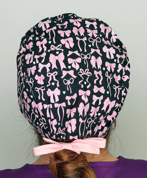 Pink Bows Solid Color Unisex Scrub Cap