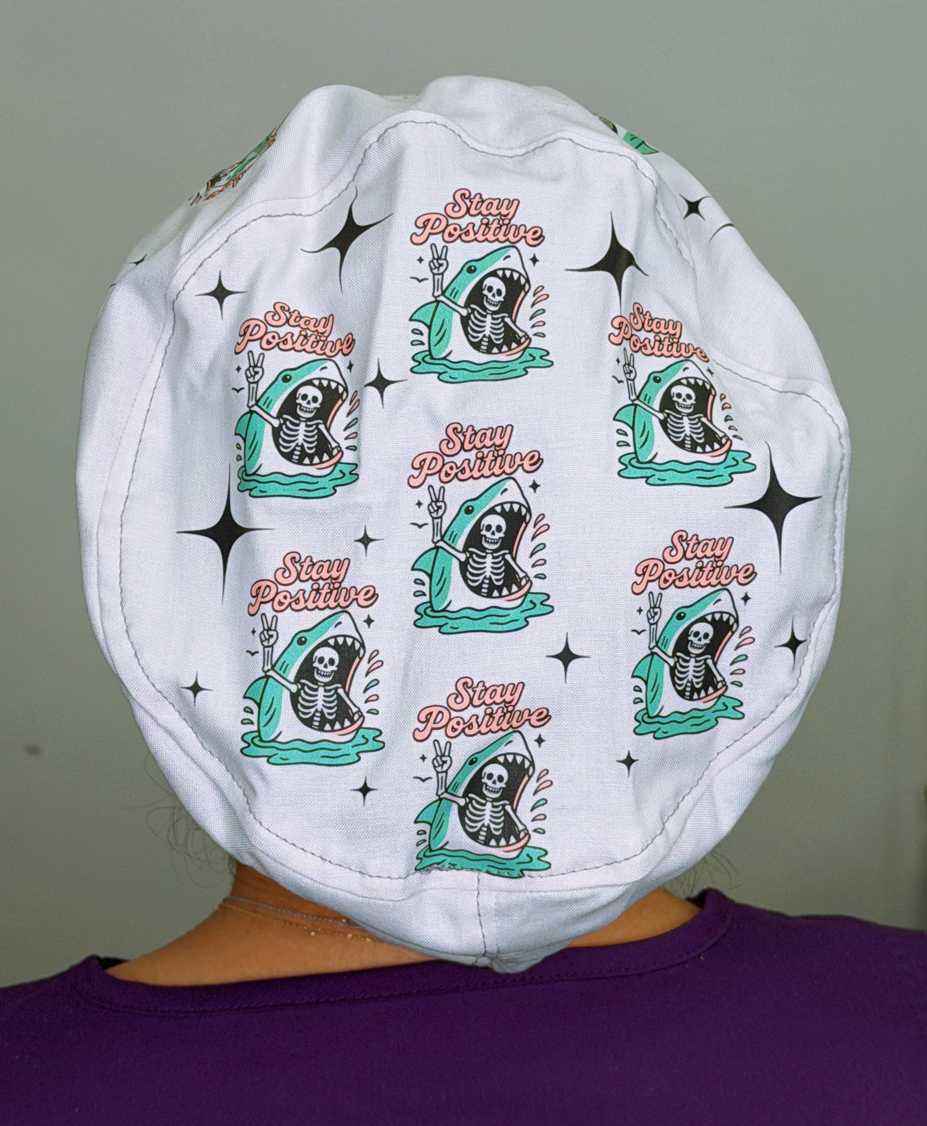 Sarcastic Funny Stay Positive Skeleton Shark Solid Color Custom Euro