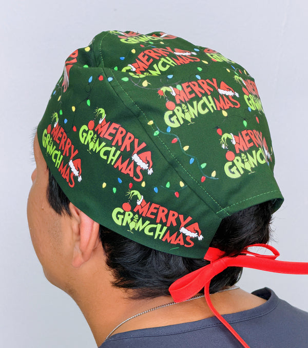 Merry Grinchmas Funny Holiday Christmas Custom Solid Color Unisex Scrub Cap