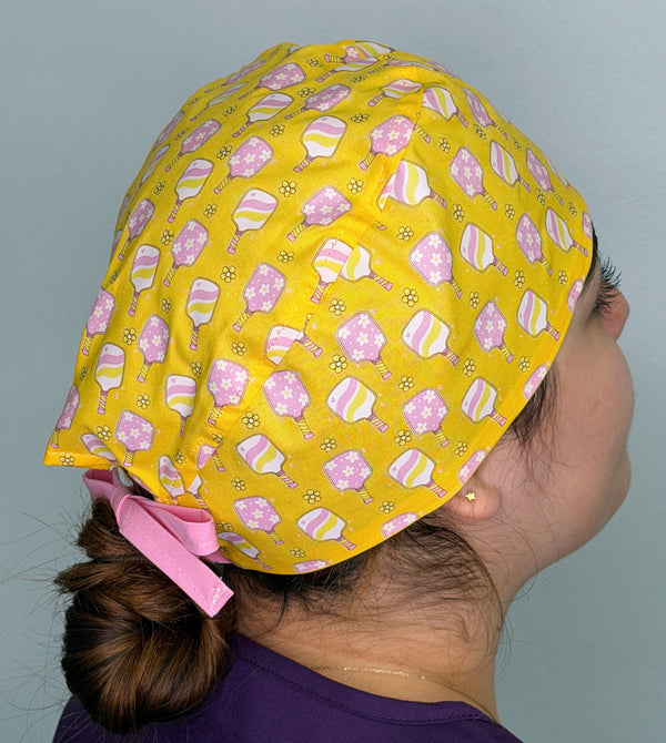 Pickleball Cute Flowers Themed Custom Solid Color Unisex Scrub Cap