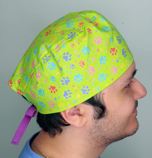 Pastel Colorful Paws on  Themed Funny Custom Solid Color Unisex Scrub Cap