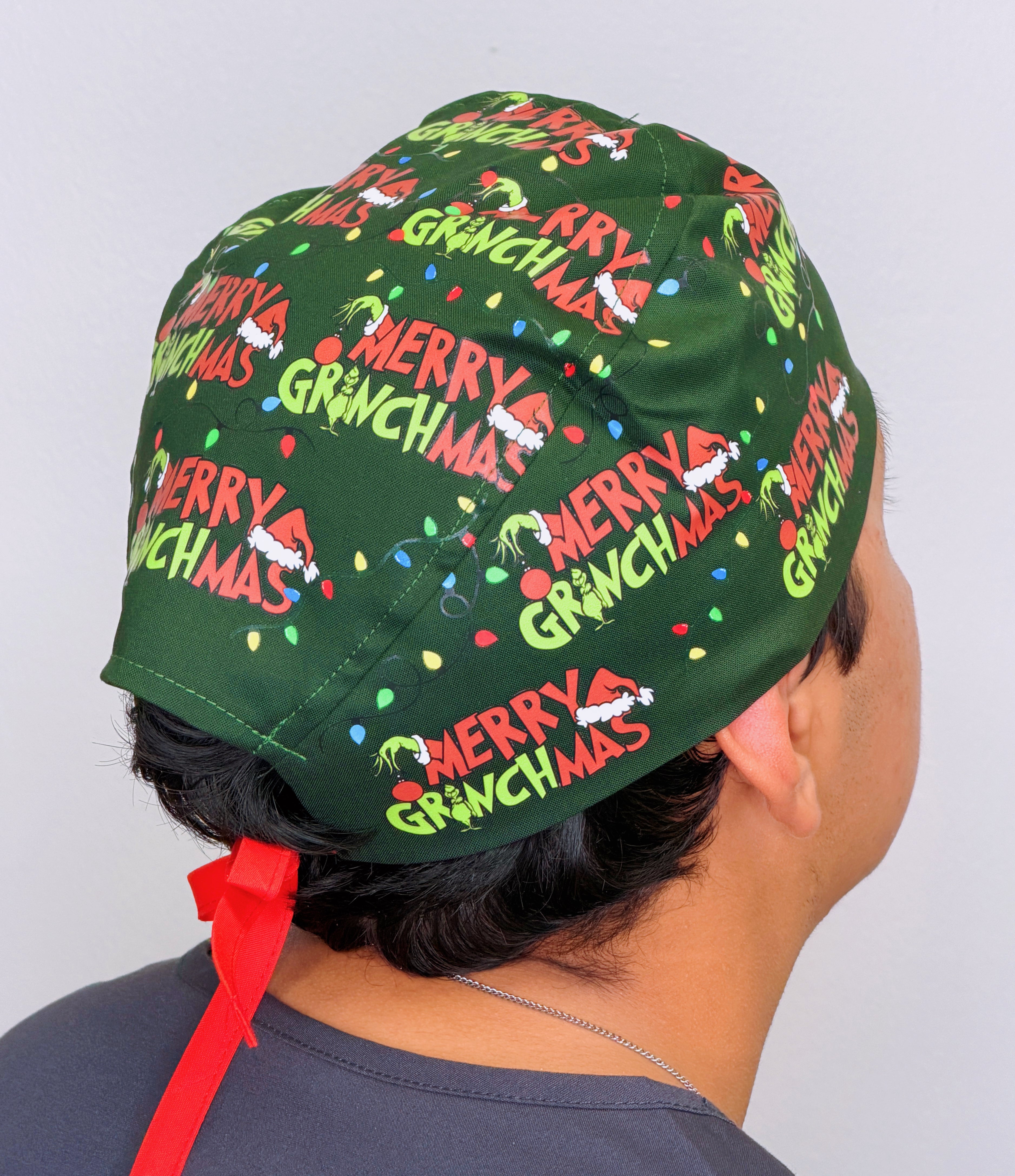 Merry Grinchmas Funny Holiday Christmas Custom Solid Color Unisex Scrub Cap