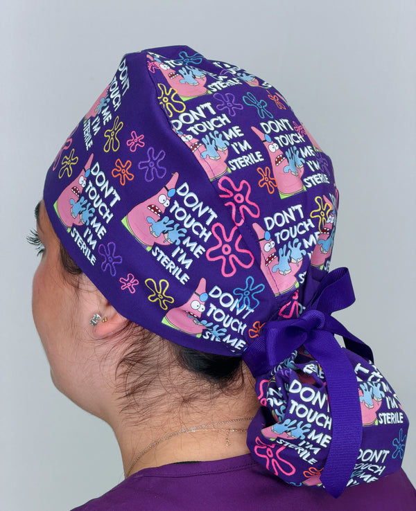 Patrick Funny Don't Touch Me I'm Sterile with Flowers Custom Solid Color Ponytail