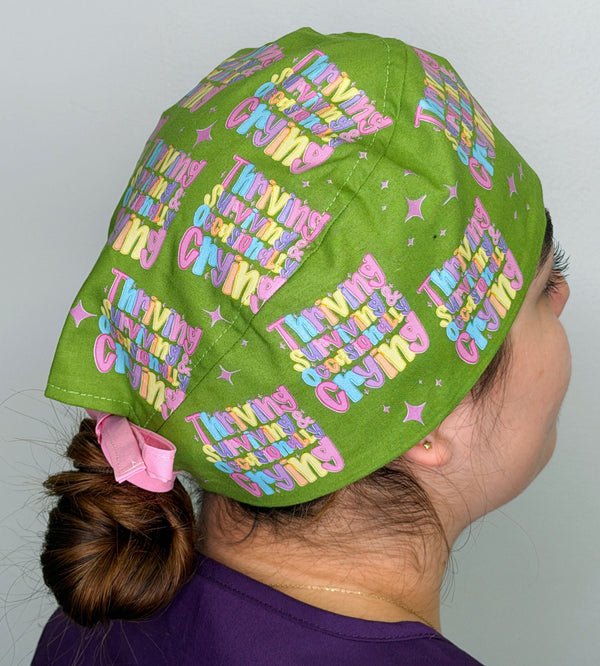 Thriving Surviving & Occasionally Crying Funny Themed Custom Solid Color Unisex Scrub Cap