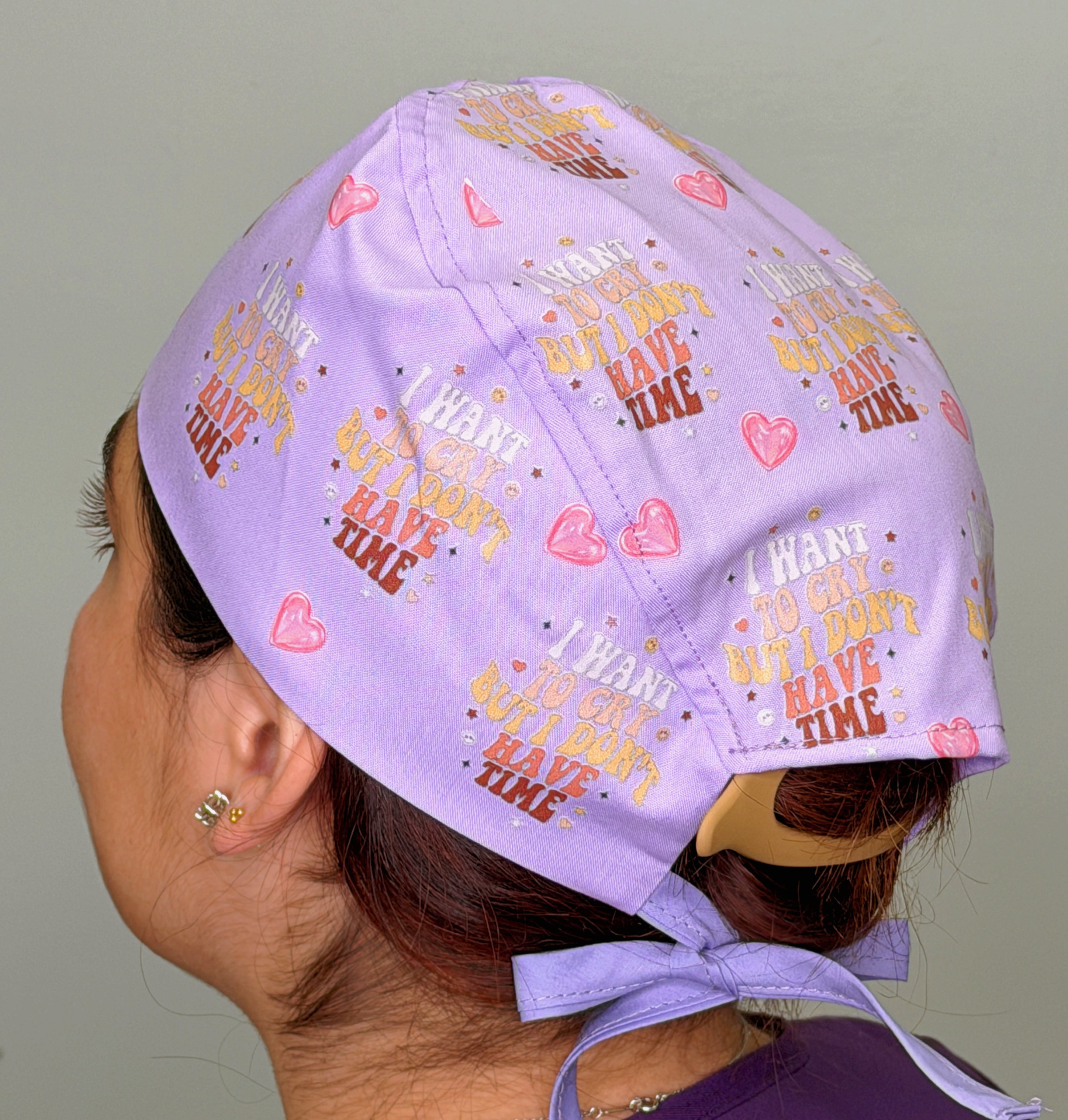 I Want To Cry But I Don't Have Time Custom Solid Color Unisex Scrub Cap