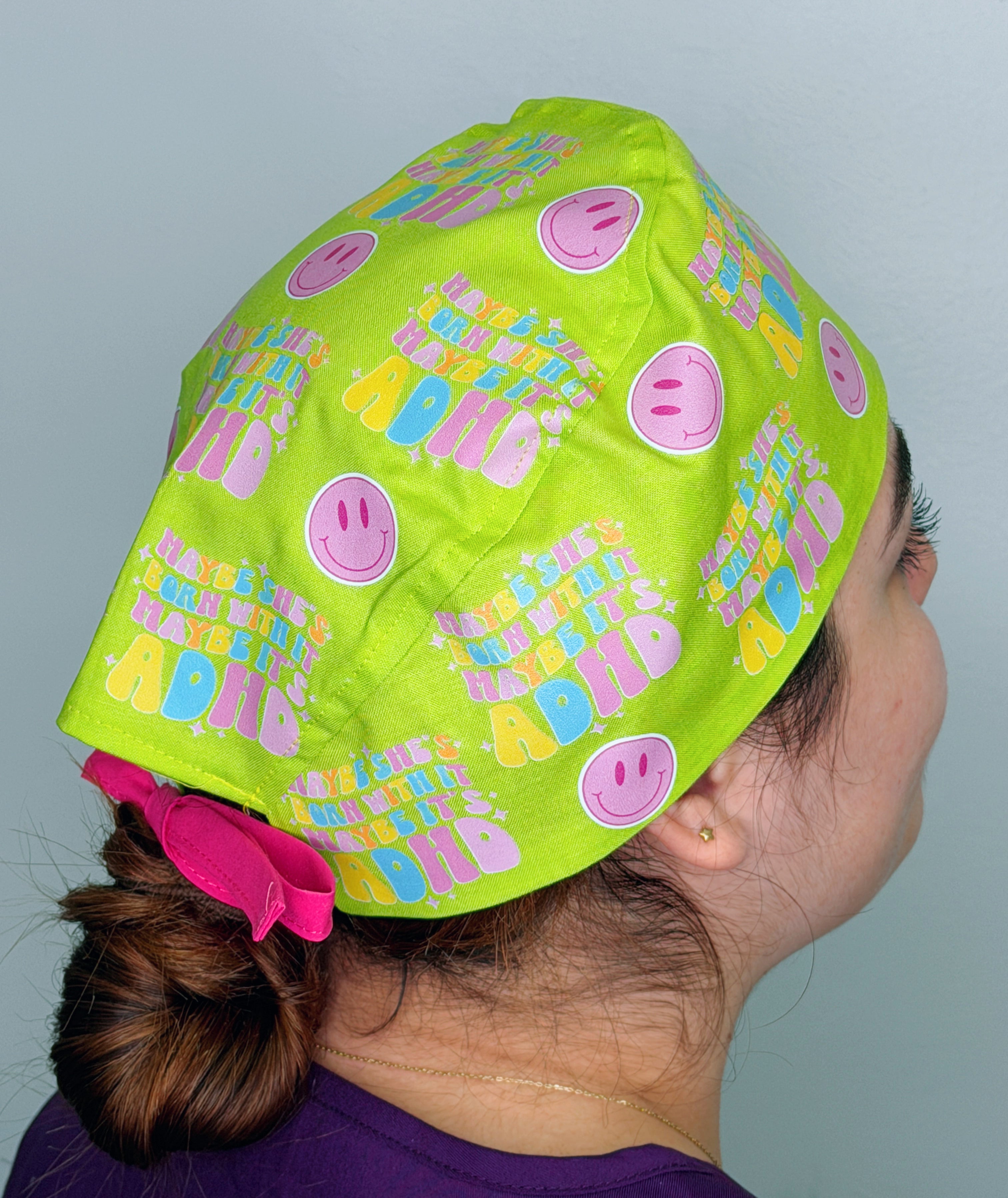 Maybe She's Born With It Maybe It's ADHD Themed Funny Custom Solid Color Unisex Scrub Cap