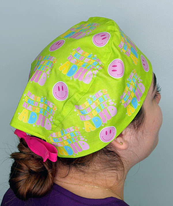 Maybe She's Born With It Maybe It's ADHD Themed Funny Custom Solid Color Unisex Scrub Cap