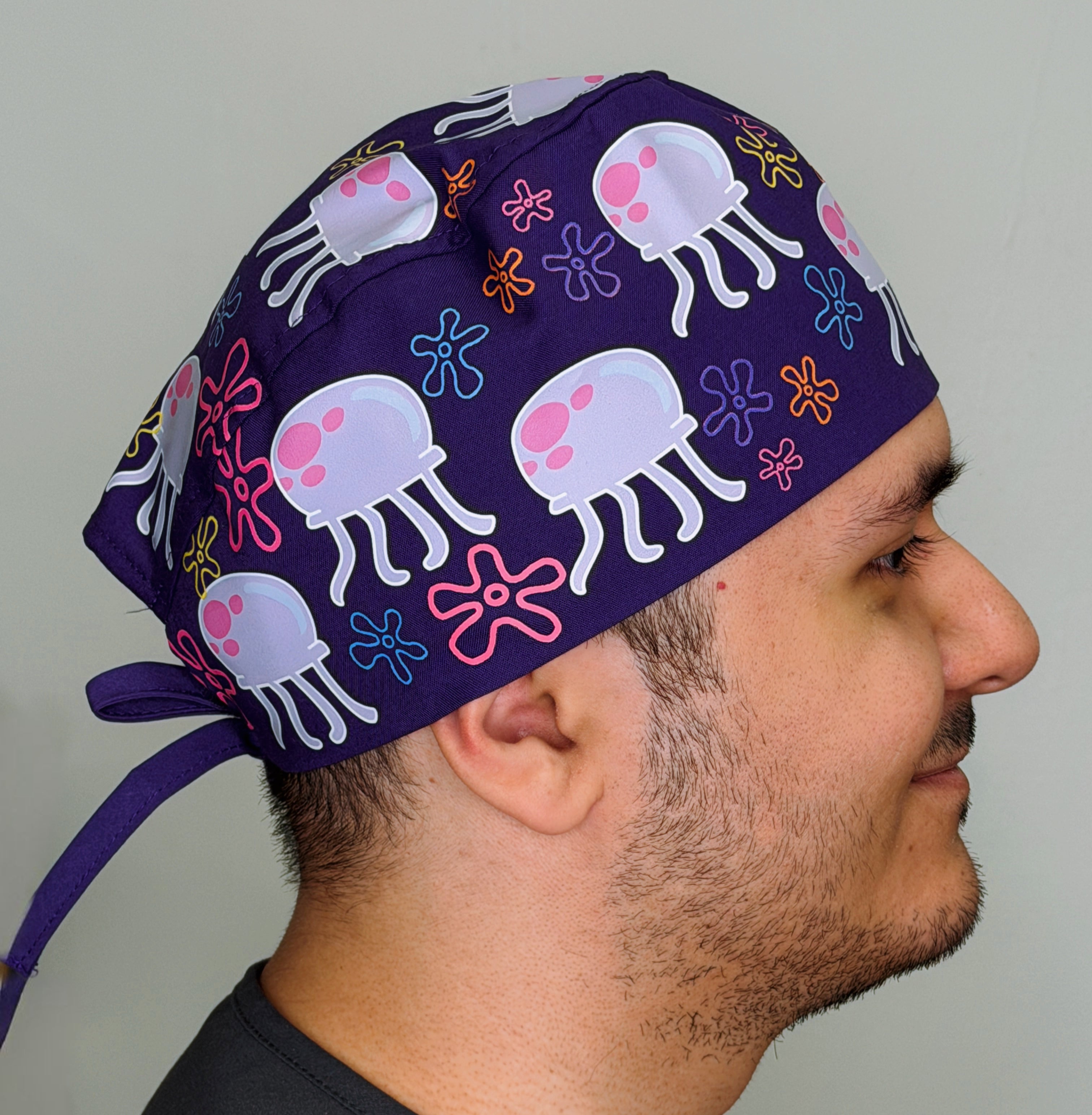 Bikini Bottom Jelly Fish Movie Custom Solid Color Unisex Scrub Cap
