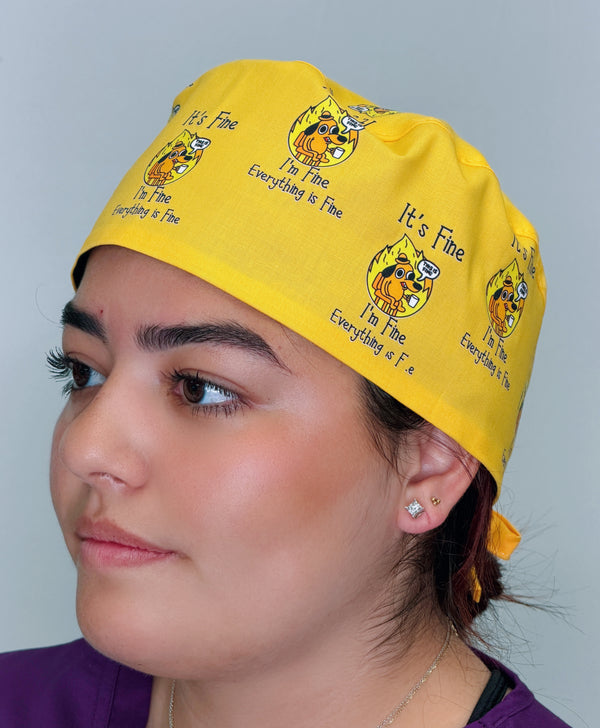 It's Fine I'm Fine Everything is Fine Custom Solid Color Unisex Scrub Cap