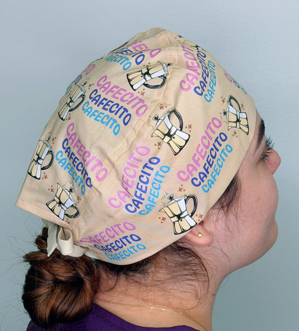 Cafecito Coffee Themed Funny Custom Solid Color Unisex Scrub Cap
