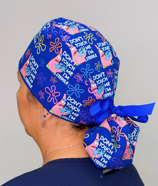 Patrick Funny Don't Touch Me I'm Sterile with Flowers Custom Solid Color Ponytail