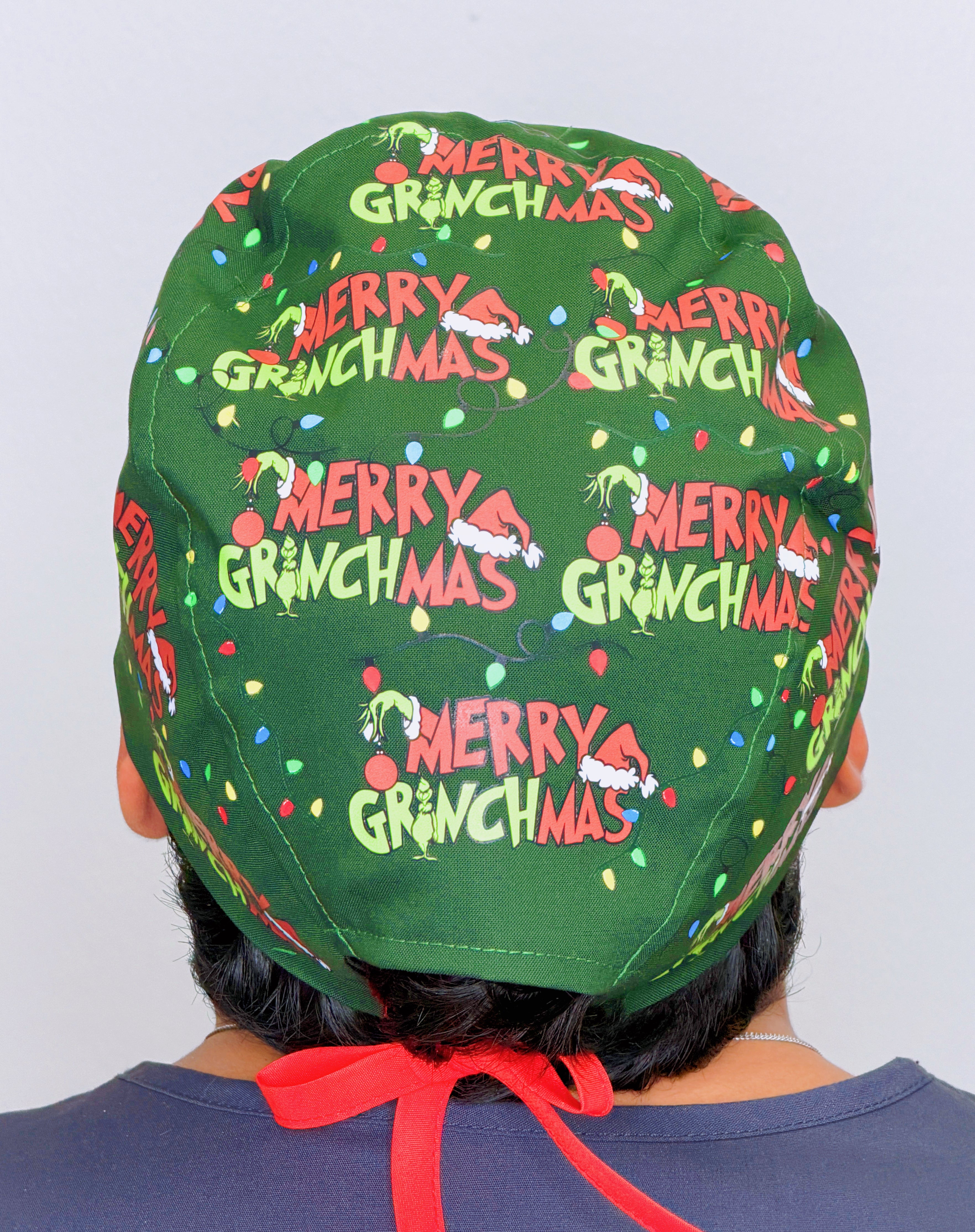Merry Grinchmas Funny Holiday Christmas Custom Solid Color Unisex Scrub Cap