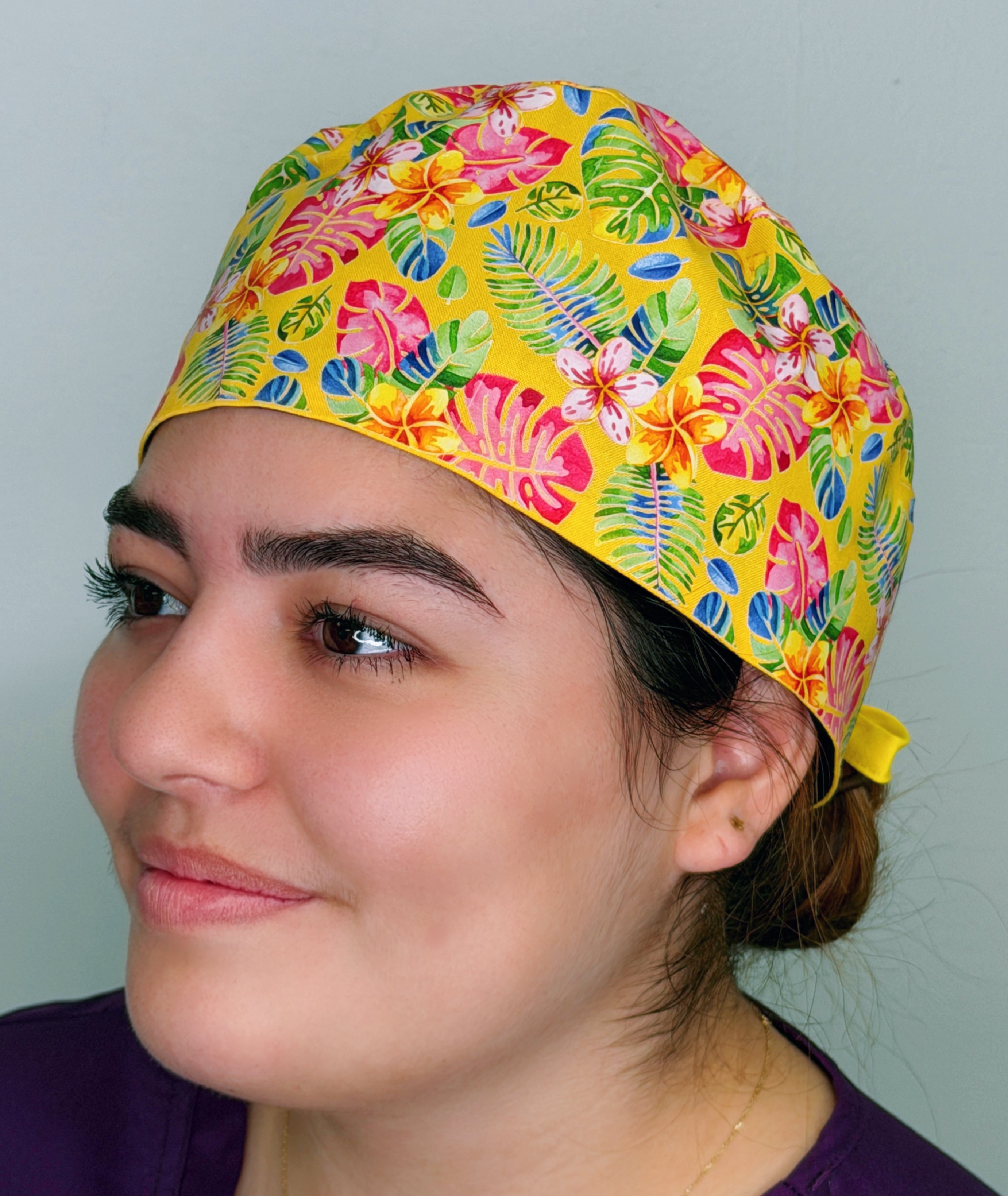 Hawaiian Hibiscus Floral Themed Funny Custom Solid Color Unisex Scrub Cap