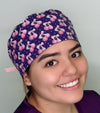 Pink Cherry Bows Custom Solid Color Unisex Scrub Cap