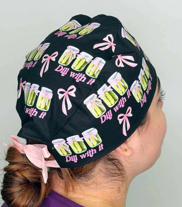 Dill With It Pickle Funny Custom Solid Color Unisex Scrub Cap