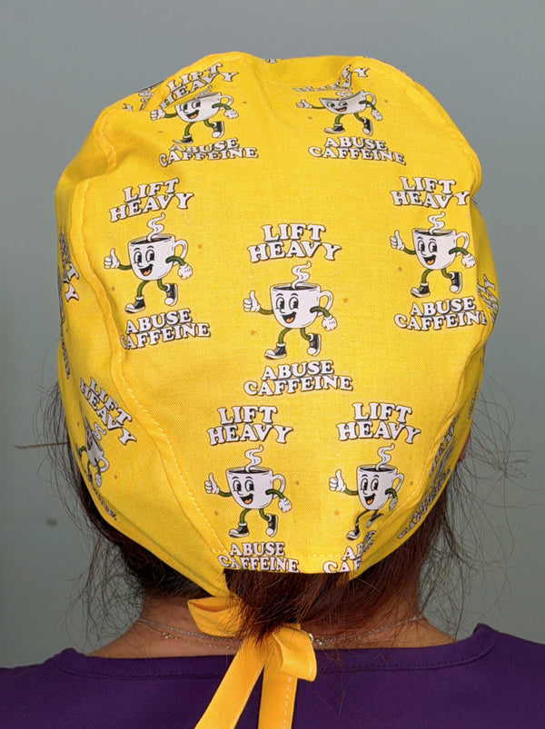 Lift Heavy Abuse Caffeine Funny Gym Custom Solid Color Unisex Scrub Cap