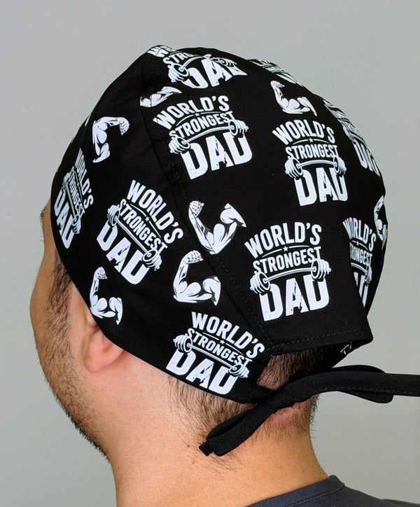 World's Strongest Dad Father's Day Custom Solid Color Unisex Scrub Cap