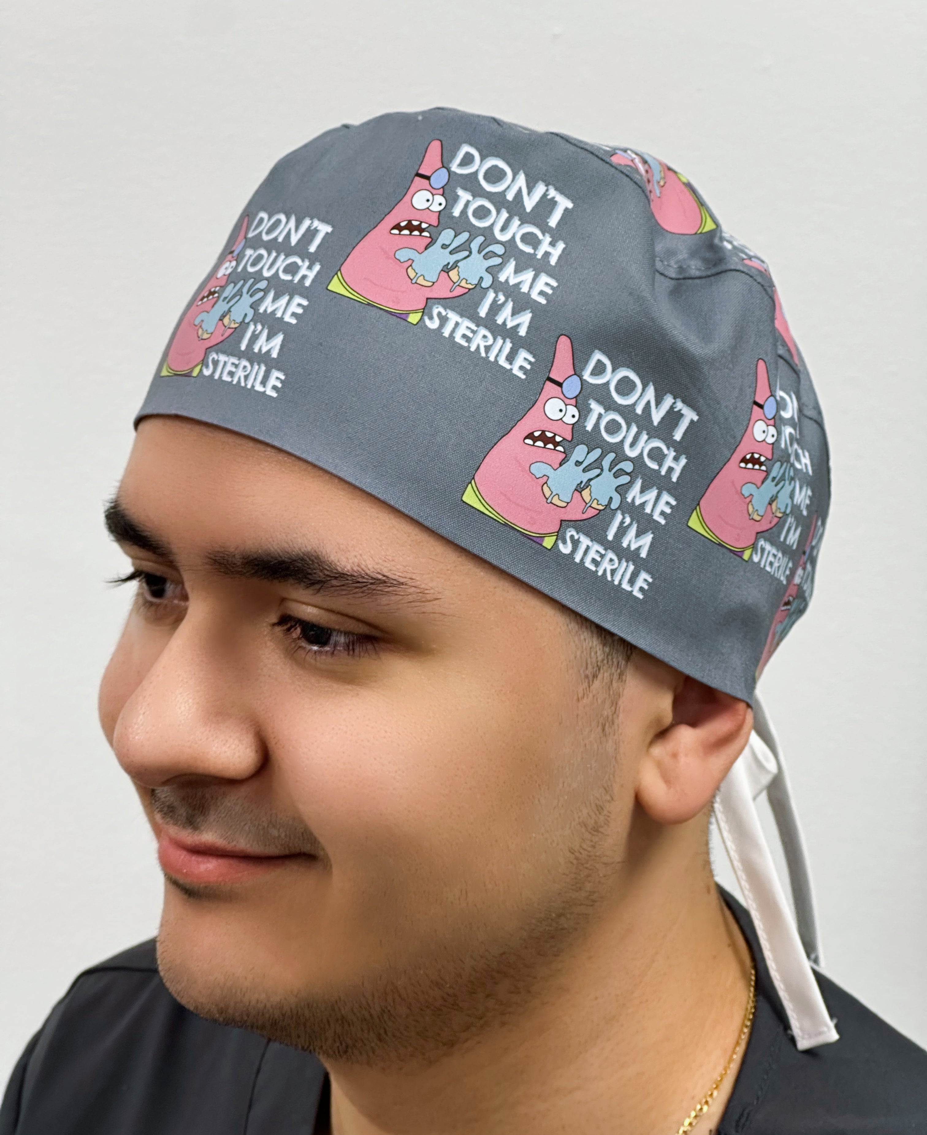 Funny Don't Touch Me I'm Sterile Patrick Custom Solid Color Unisex Scrub Cap