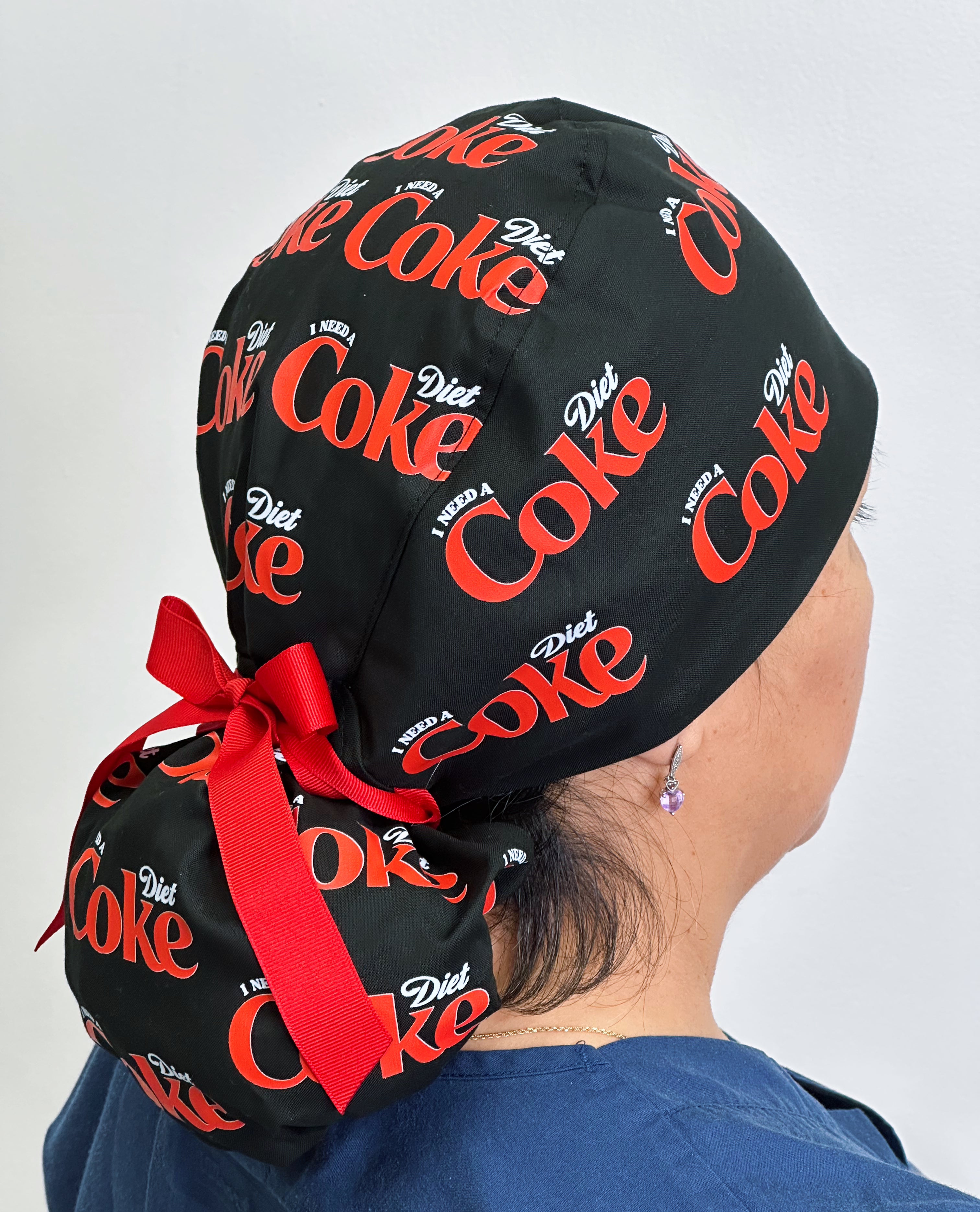 I Need A Diet Coke Ponytail Scrub Cap Custom Solid Color Ponytail