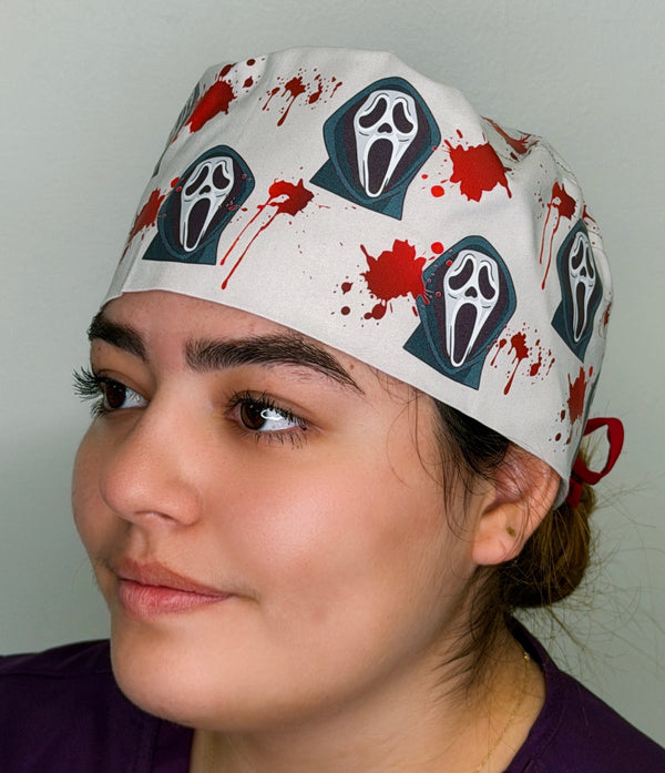 Scream Halloween Themed Funny Custom Solid Color Unisex Scrub Cap