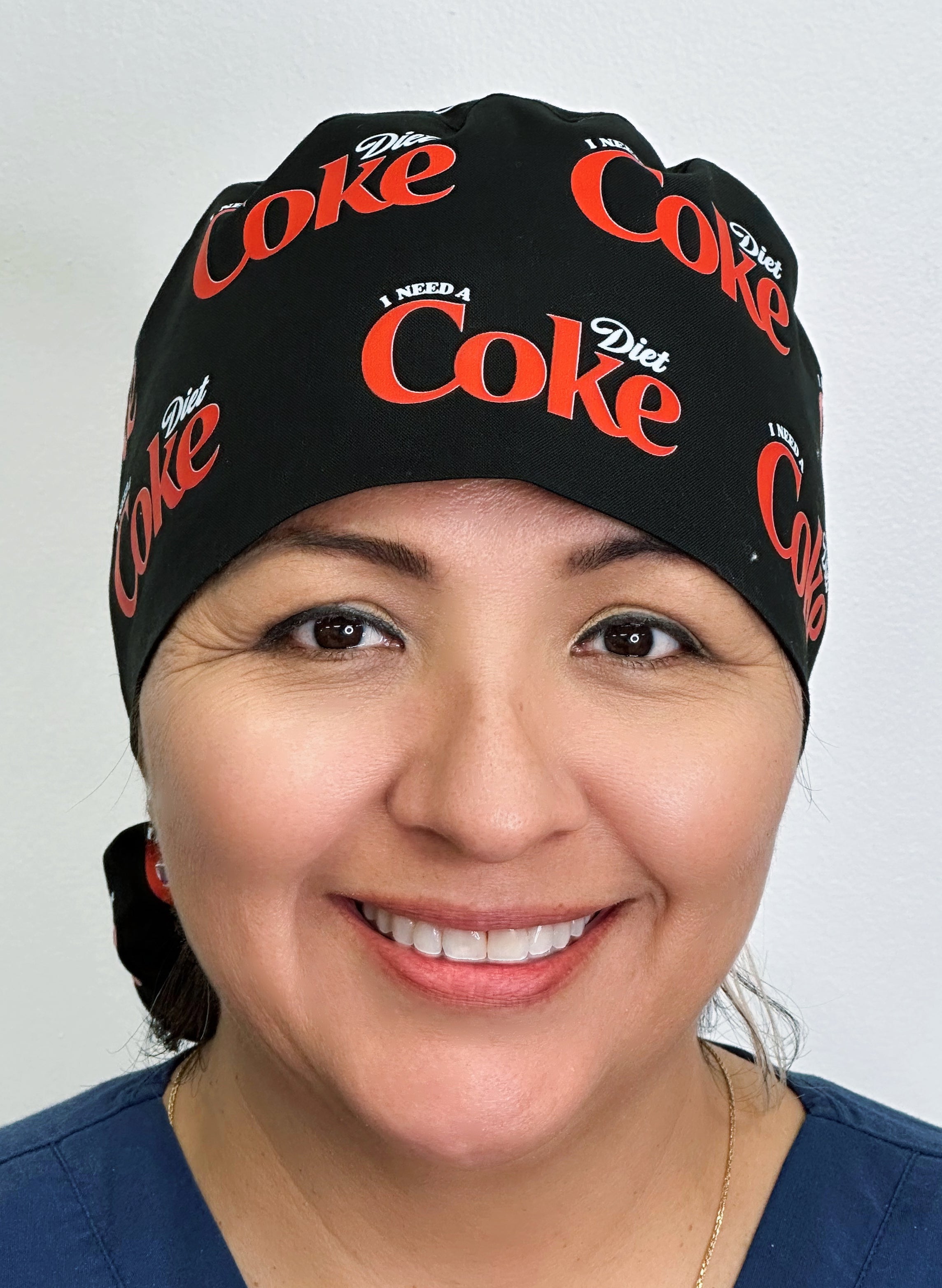 I Need A Diet Coke Ponytail Scrub Cap Custom Solid Color Ponytail