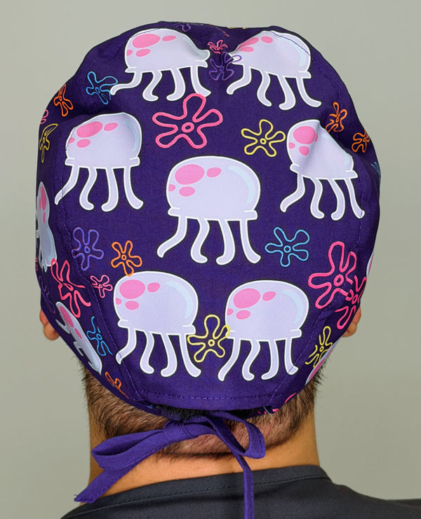 Bikini Bottom Jelly Fish Movie Custom Solid Color Unisex Scrub Cap