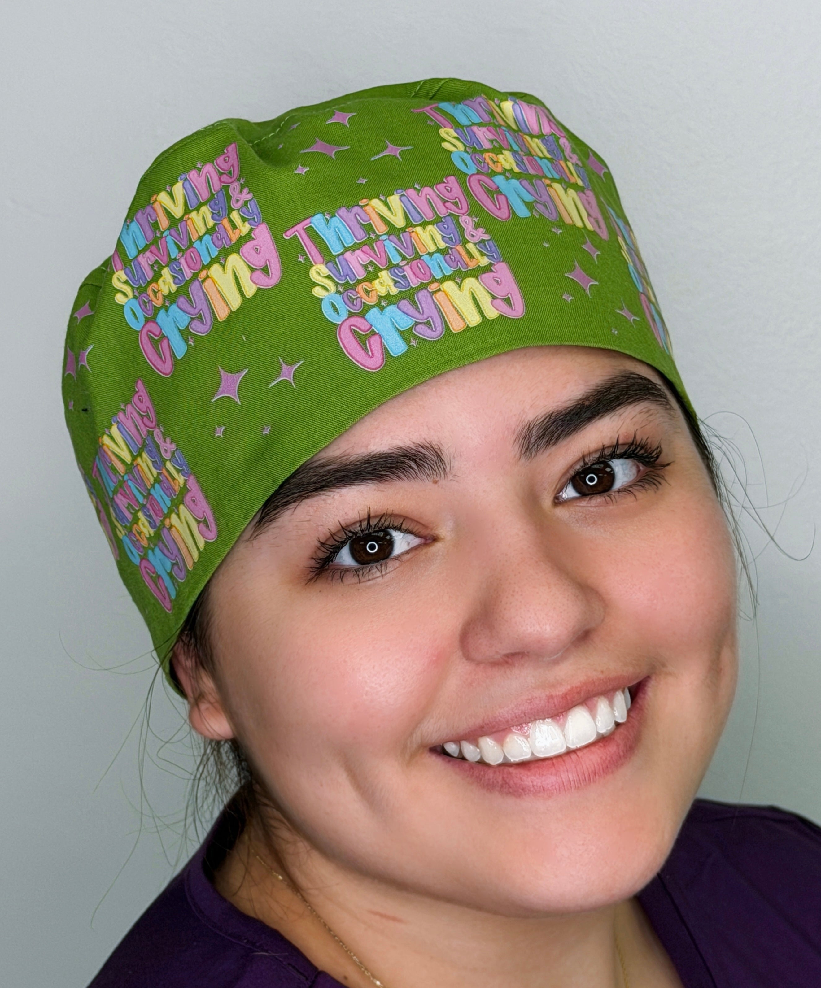 Thriving Surviving & Occasionally Crying Funny Themed Custom Solid Color Unisex Scrub Cap