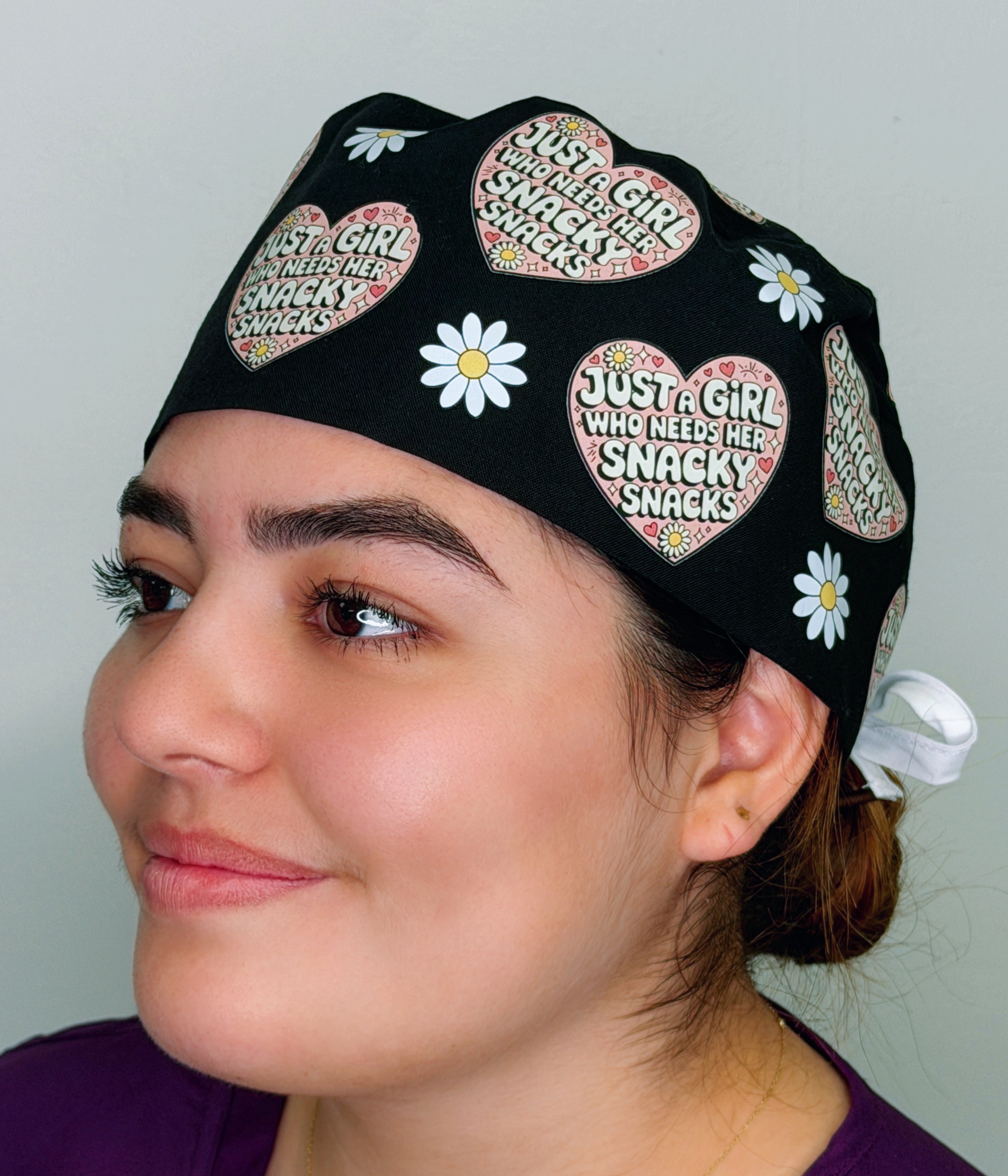 Just A Girl Who Needs Her Snacky Snacks Funny Themed Funny Custom Solid Color Unisex Scrub Cap