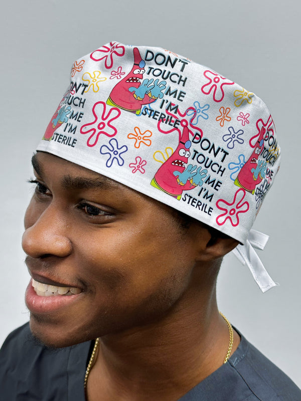 Funny Don't Touch Me WITH Flowers I'm Sterile Patrick Custom Solid Color Unisex Scrub Cap