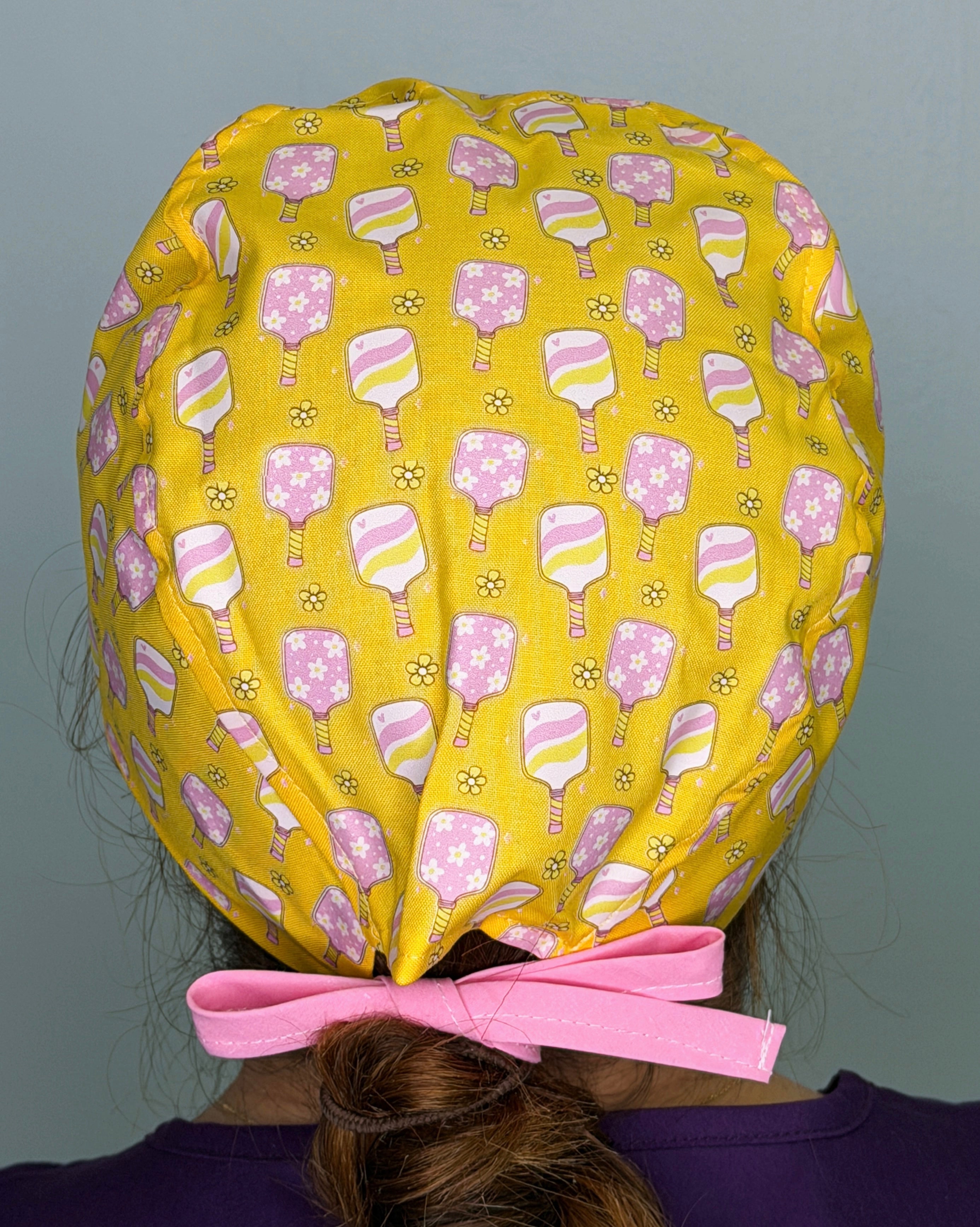 Pickleball Cute Flowers Themed Custom Solid Color Unisex Scrub Cap