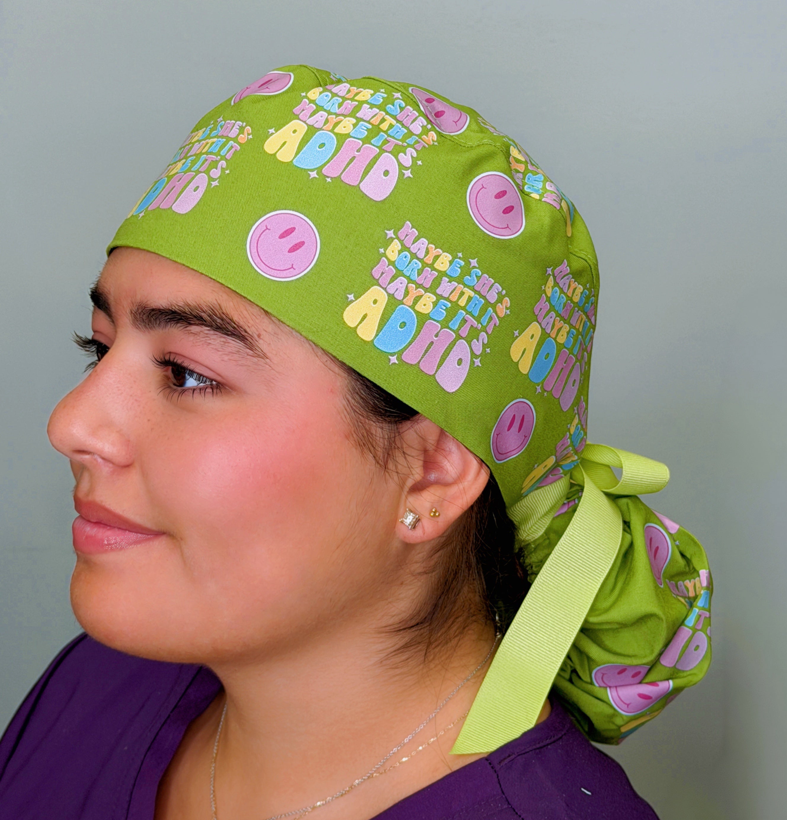 Maybe She's Born With It Maybe It's ADHD Funny Custom Solid Color Ponytail