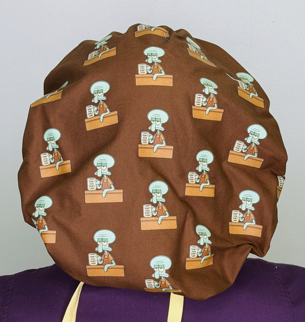 Funny Squidward Don't Ask Don't Care Themed Custom Solid Color Bouffant