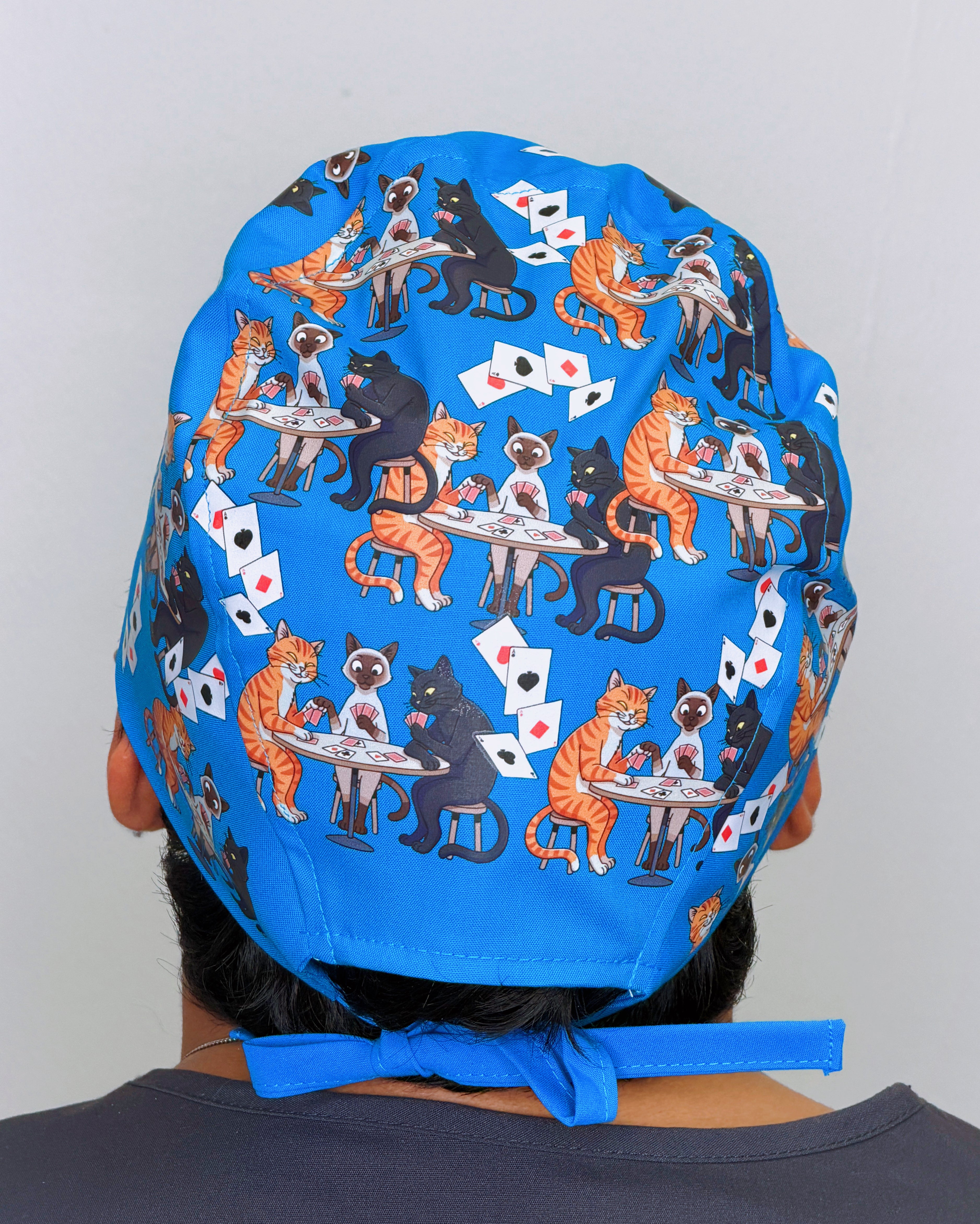 Funny Cats Playing Poker Custom Solid Color Unisex Scrub Cap