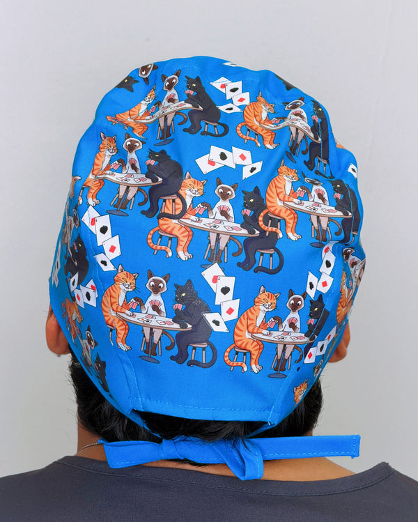 Funny Cats Playing Poker Custom Solid Color Unisex Scrub Cap