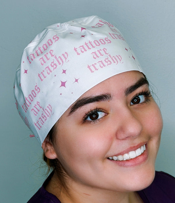 Tattoos Are Trashy Sarcastic Funny Themed Custom Solid Color Unisex Scrub Cap