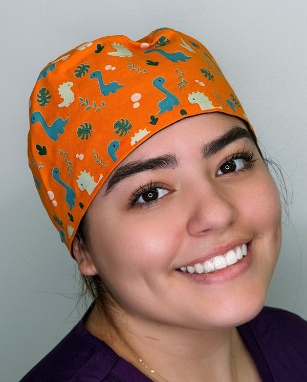 Cute Dinosaurs Themed Funny Custom Solid Color Unisex Scrub Cap