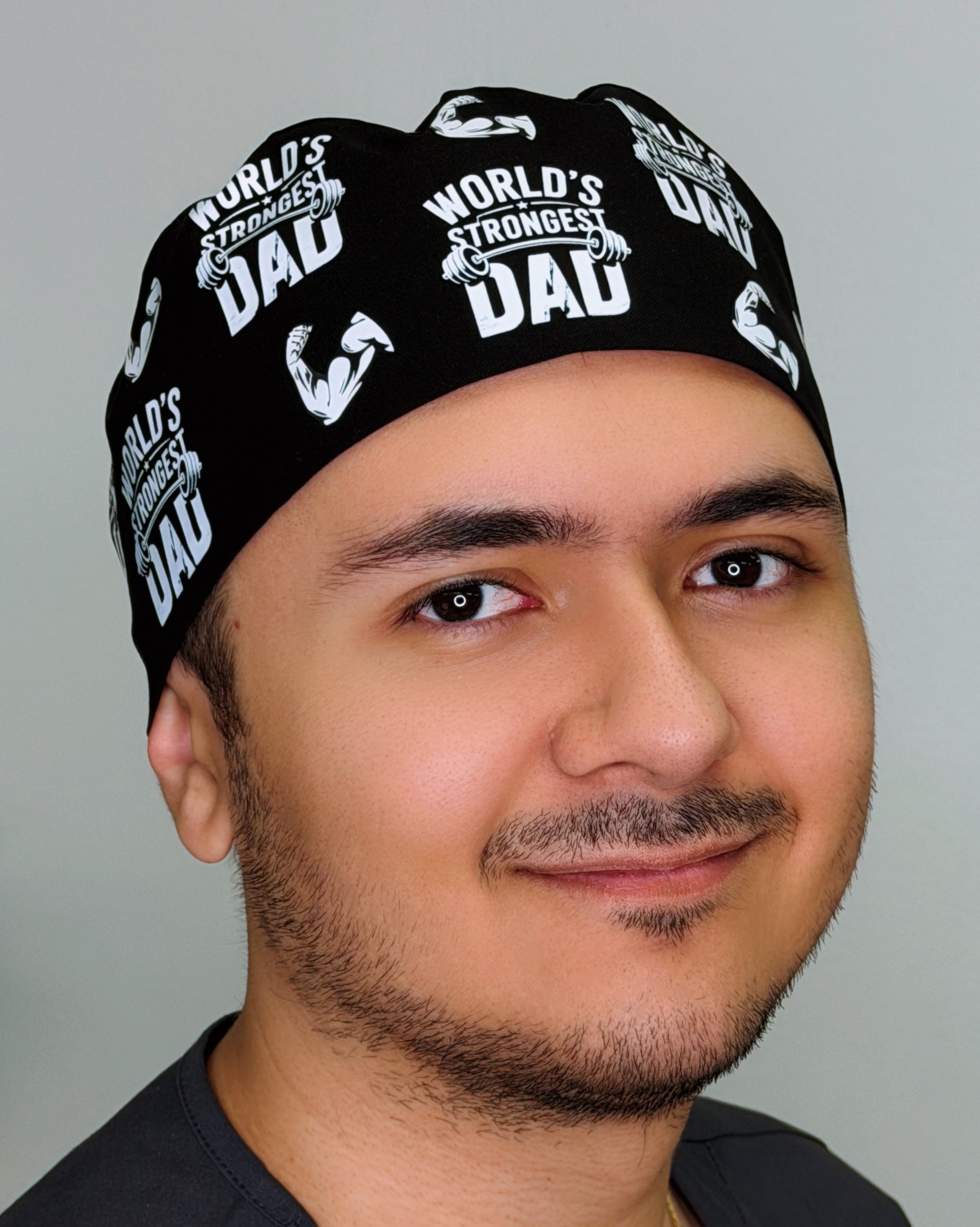 World's Strongest Dad Father's Day Custom Solid Color Unisex Scrub Cap
