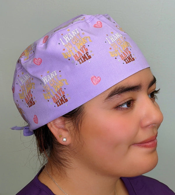 I Want To Cry But I Don't Have Time Custom Solid Color Unisex Scrub Cap