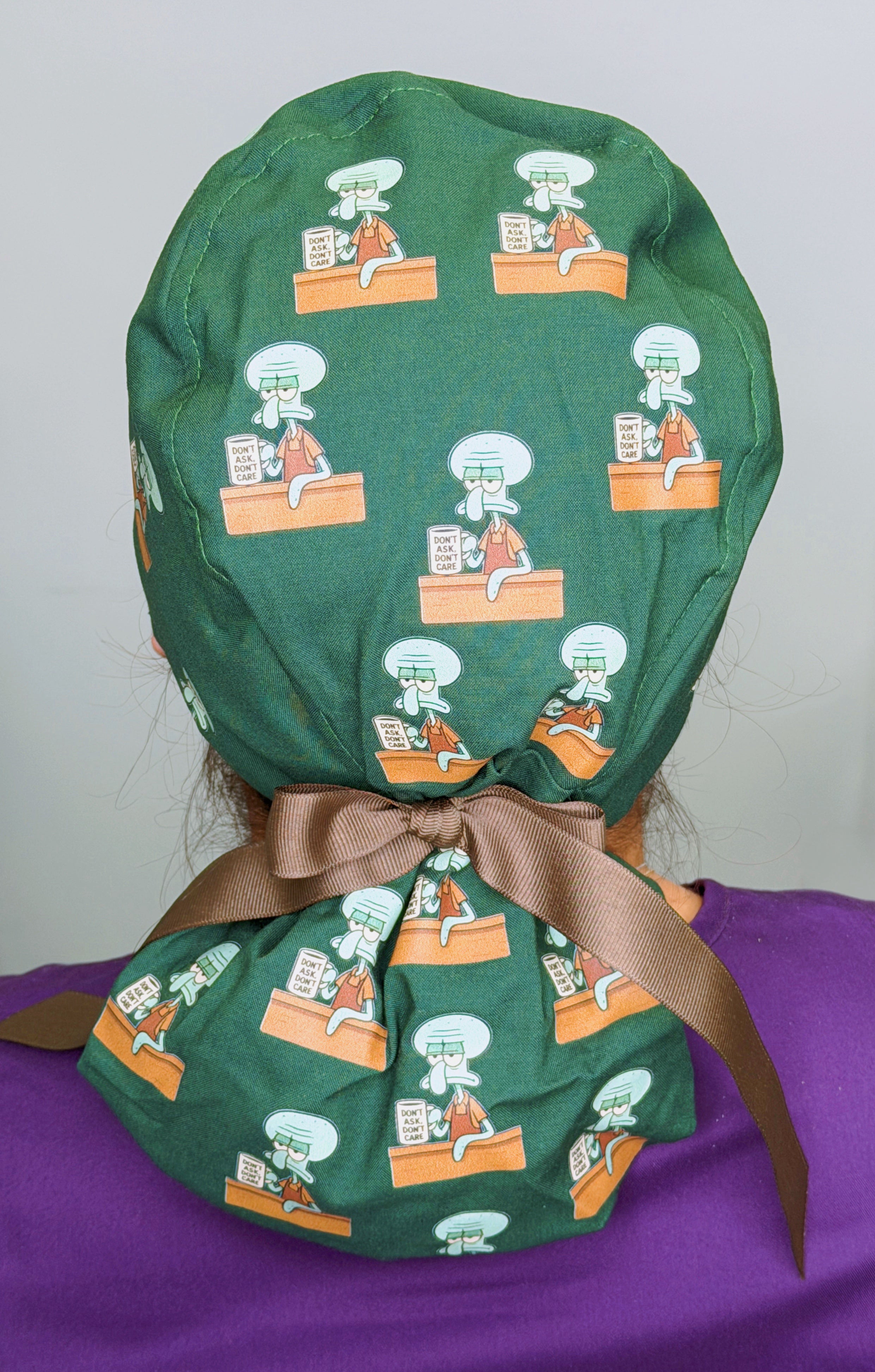 Funny Squidward Don't Ask Don't Care Custom Solid Color Ponytail (Copy) (Copy)