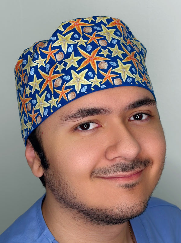 Star Fish Ocean Life Themed Funny Custom Solid Color Unisex Scrub Cap