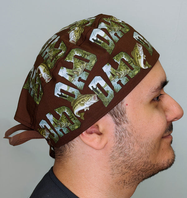 Dad Bass Fishing Father's Day Custom Solid Color Unisex Scrub Cap