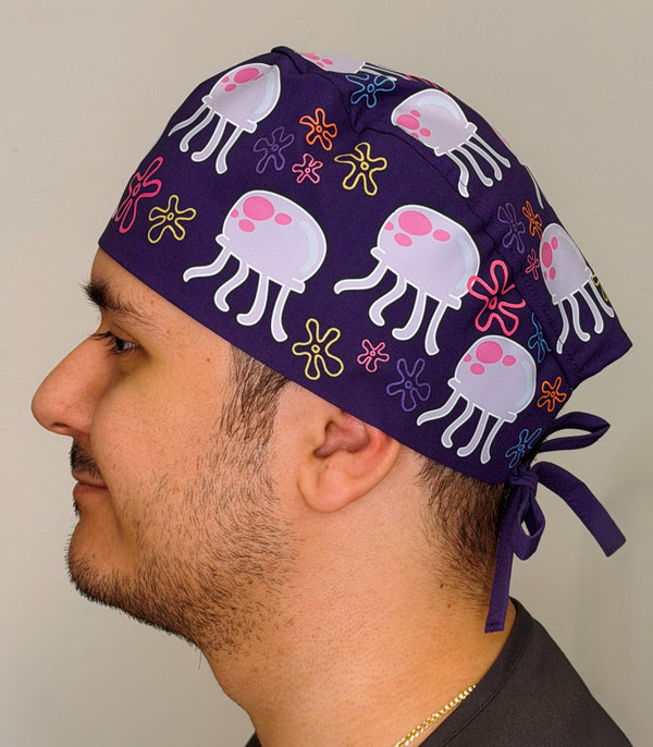 Bikini Bottom Jelly Fish Movie Custom Solid Color Unisex Scrub Cap