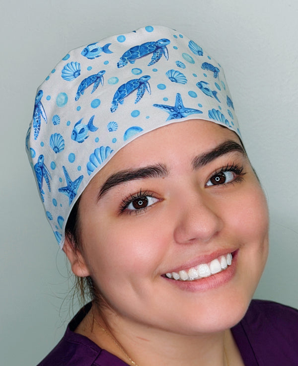 Sea Life Ocean Themed Funny Custom Solid Color Unisex Scrub Cap