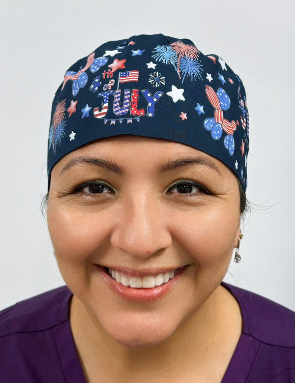 4th of July Independence Day Custom Solid Color Unisex Scrub Cap