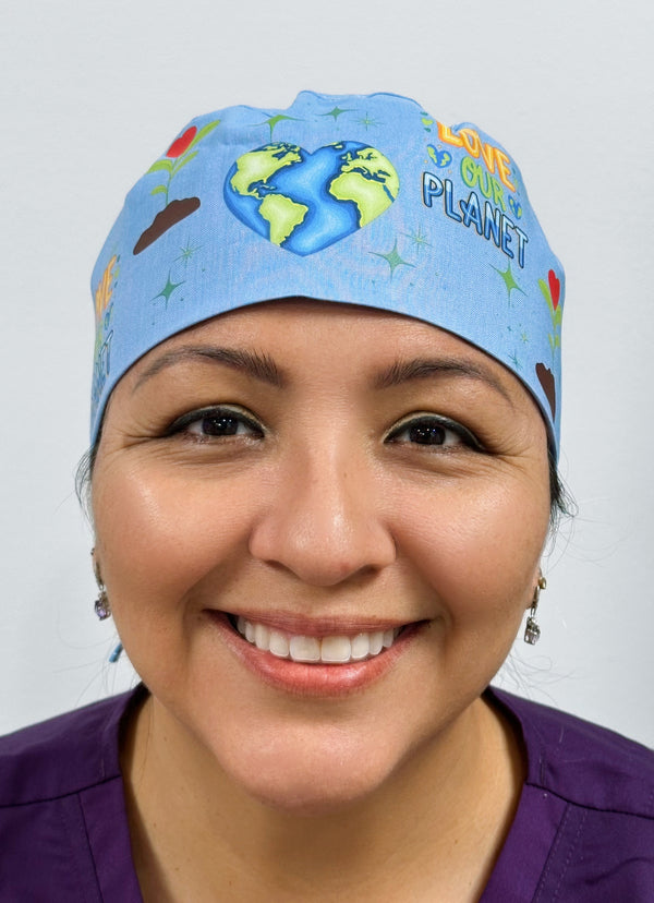 Earth Day Protect this Planet Custom Solid Color Unisex Scrub Cap