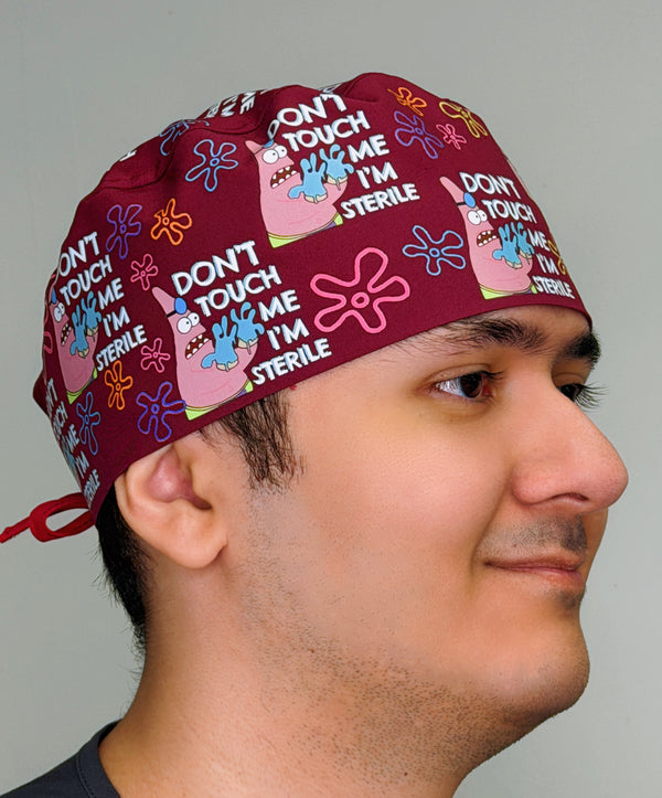 Funny Don't Touch Me WITH Flowers I'm Sterile Patrick Custom Solid Color Unisex Scrub Cap